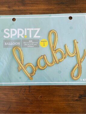 SPR!TZ Gold Foiled 33x26” baby Balloon Banner W/ String NEW Baby Shower Party
